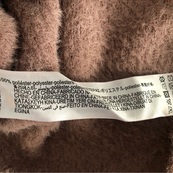 Zara faux fur old pink v-neck top, size M - Picture 5 of 5